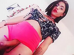 Sexy hard cock tgirl stroking