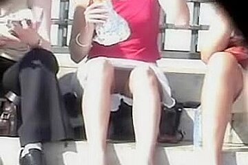 Sexy teen 18+ eating and exposing sexy sitting upskirt