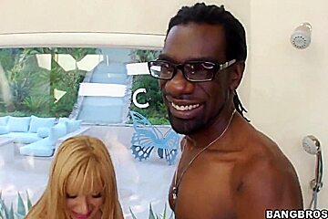 She chokes on a big fucking dick and drinks cum like a horny slut!