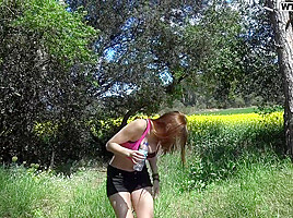 She lets him bang her in the field!