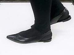 Shoejob sockjob footjob and cock trampling in cockbox ballet flats