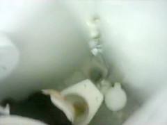 Skinny maids enjoy doing a number three in a public WC