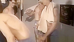 Slim young homosexual takes it up the ass in the shower