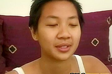 Smalltitted asian amateur rides oldman cock