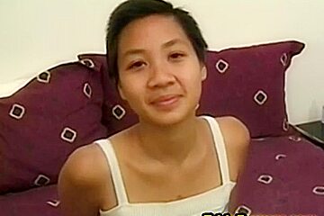 Smalltitted asian amateur rides oldman cock