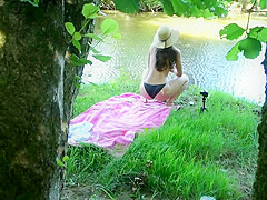 Solo Girl Exhibiting Outdoor At The River