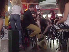 Spanish public bar orgy fucking