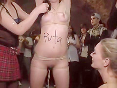Spanish sluts fucked in public bar