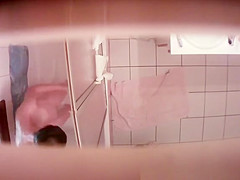 Spied in bathroom showering and shaving