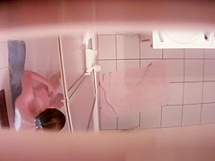 Spied in bathroom showering and shaving