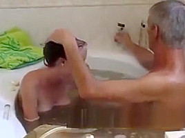 Step daddy bathes teen 18+ Step daughter's friend then FUCKS her MOUTH