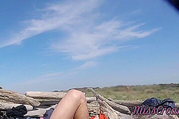 Stranger Caught My Wife Touching Cock On A Nude Beach In Public With Miss Creamy