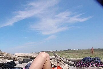 Stranger Caught My Wife Touching Cock On A Nude Beach In Public With Miss Creamy