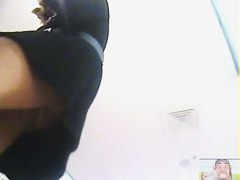 Stylish hottie bends over lifting her skirt showing her ass