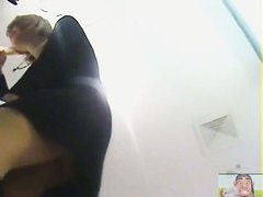 Stylish hottie bends over lifting her skirt showing her ass