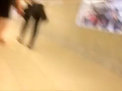 Subway stairs short skirt upskirt