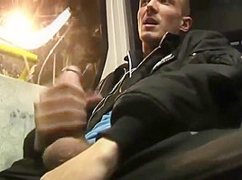 Sucking off his mate dick in public 