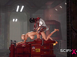 Super fuck system and futa sex robot in action