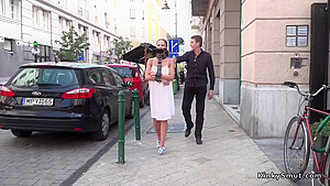 Sweat Slave Made To Lick Pussy In Public