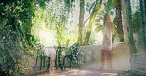 Sweet natural teenie with hairy pussy fucked on terasse by Femdom Sex