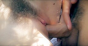 Sweet natural teenie with hairy pussy fucked on terasse by Femdom Sex