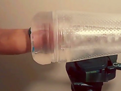 Swollen cock in cock rings milked