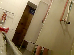 Tall girl with small boobs spied in shower room