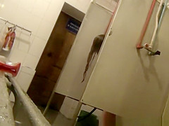 Tall girl with small boobs spied in shower room