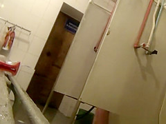 Tall girl with small boobs spied in shower room
