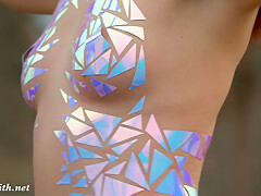 Tape instead of clothes  Jeny Smith poses naked in public covered with sticky tape