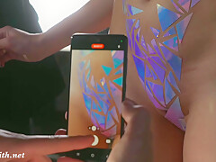 Tape instead of clothes  Jeny Smith poses naked in public covered with sticky tape