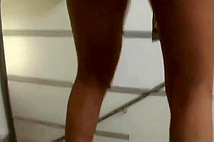 Tasty brazilian shemale hottie tugging on her cock