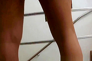 Tasty brazilian shemale hottie tugging on her cock