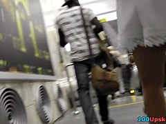 Tasty brunette doll's ass in the upskirt movie