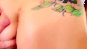 Tattooed gf gets huge dick up her ass