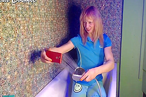 Tgirl Soaking Wet In Blue Polo Shirt And Pants In Shower  Wetlook Blue Polo Shirt And Pants