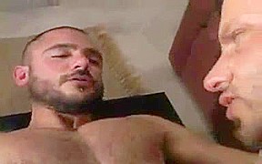 Three horny sword swallowers in gay threesome