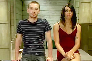 Tranny fucks guy from behind over the desk