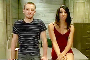 Tranny fucks guy from behind over the desk