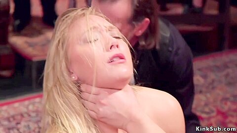 Two Blonde Slaves Are Fucked In Party