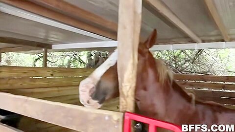 Two Farm Girls Share Fat Dick Of Some Lucky Cowboy