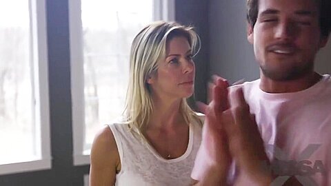Two Milfs Enjoy Young Cock In Group Sex
