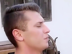 Two hot young military men fuck