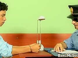Uniformed gay policeman fucked by adorable Latino twink
