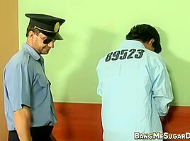 Uniformed gay policeman fucked by adorable Latino twink