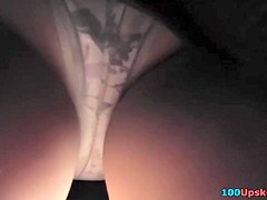 Upskirt close up footage of the unknown chick