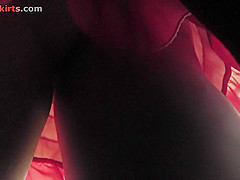 Upskirt porn with a slim blonde wearing tight g-string