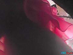 Upskirt porn with a slim blonde wearing tight g-string
