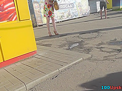 Upskirting clip shows an amazing skinny ass of a lassie