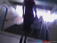 Watch-throughout leggings upskirt